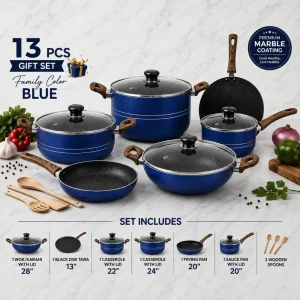 Non Stick Cookware Set 13 Pcs Blue Colour